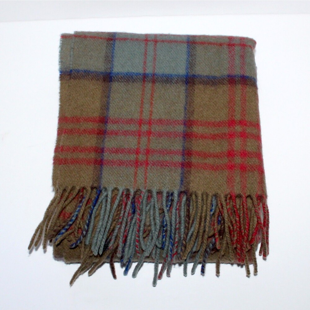 Jockey Scarf Lambs Wool made in Scotland plaid green tartan 72" x 15" unisex